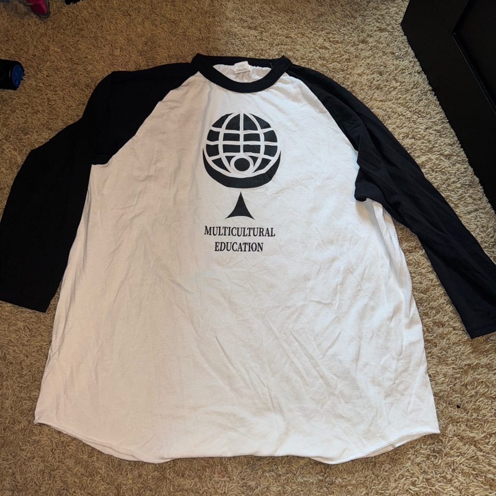 Multicultural Education Black and White Raglan Shirt
